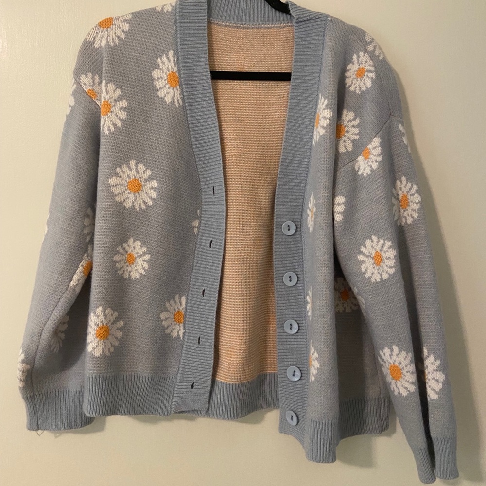 Blue floral cardigan - never worn